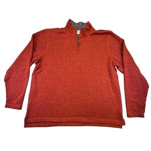 Wrangler Authentics Jacket Men's Size XL Red Heathered Fleece 1/4 Zip Sweatshirt